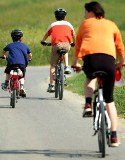 women and children on bicycles